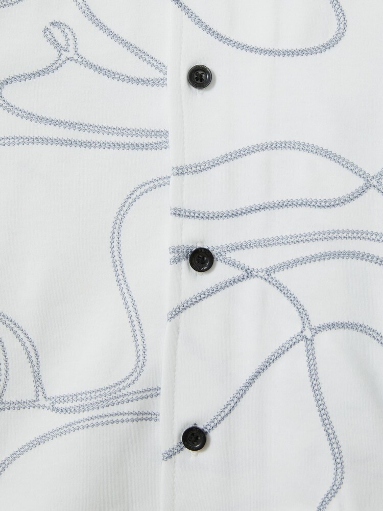Reiss White Menton Junior Cotton Jersey Embroidered Shirt - Image 4 of 4