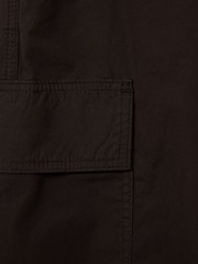 Reiss Chocolate Alessio Tapered Drawstring Cotton Combat Trousers - Image 6 of 6