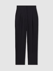 Reiss Navy Dolly Petite Front Pleat Tapered Trousers - Image 2 of 7