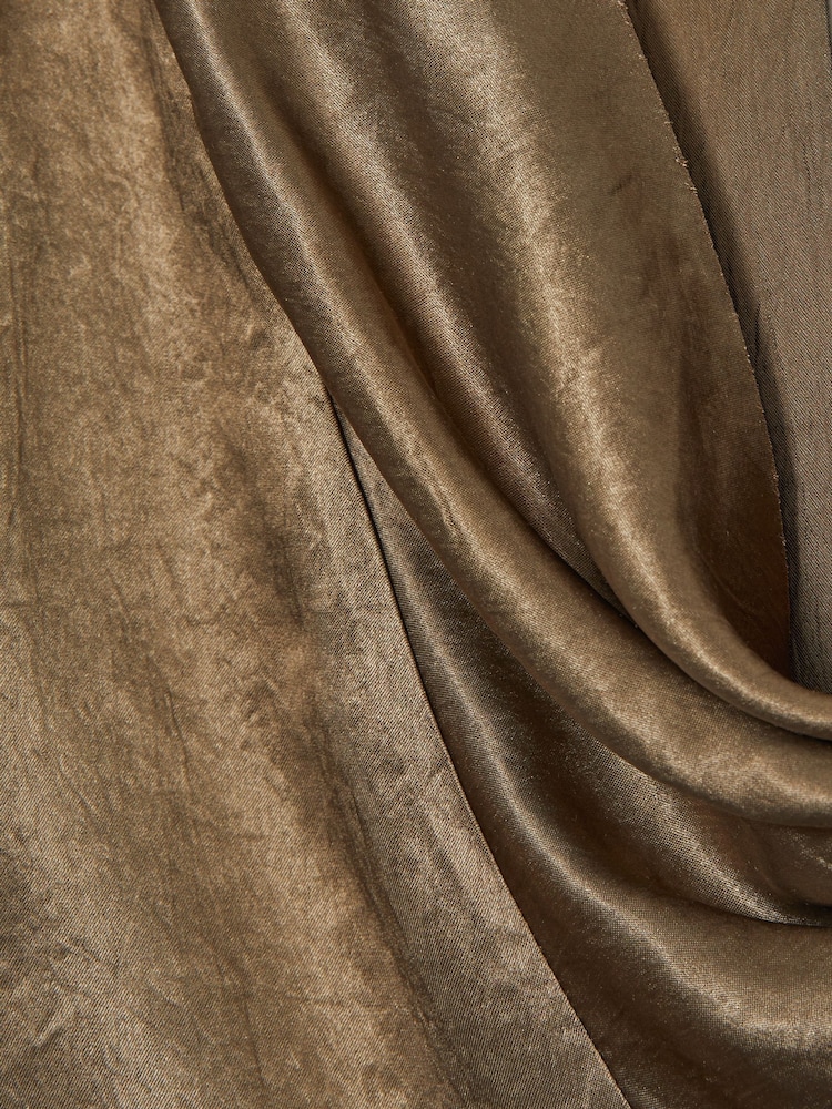Reiss Khaki Fina Satin Cowl-Neck Top - Image 6 of 6