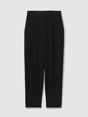 Reiss Black Eden Taper Front Pleat Tapered Trousers - Image 2 of 6