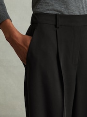 Reiss Black Eden Taper Front Pleat Tapered Trousers - Image 3 of 6