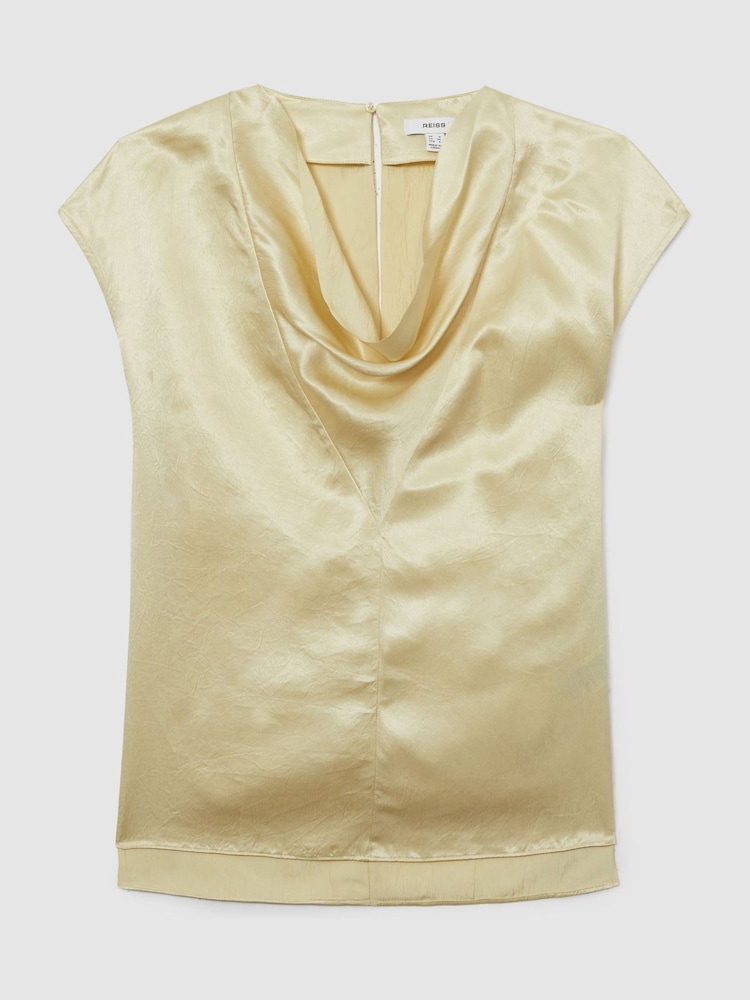 Reiss Cream Fina Satin Cowl-Neck Top - Image 2 of 6