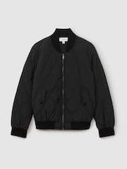 Reiss Black Quinn Quilted Bomber Jacket - Image 2 of 5