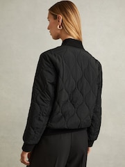 Reiss Black Quinn Quilted Bomber Jacket - Image 4 of 5
