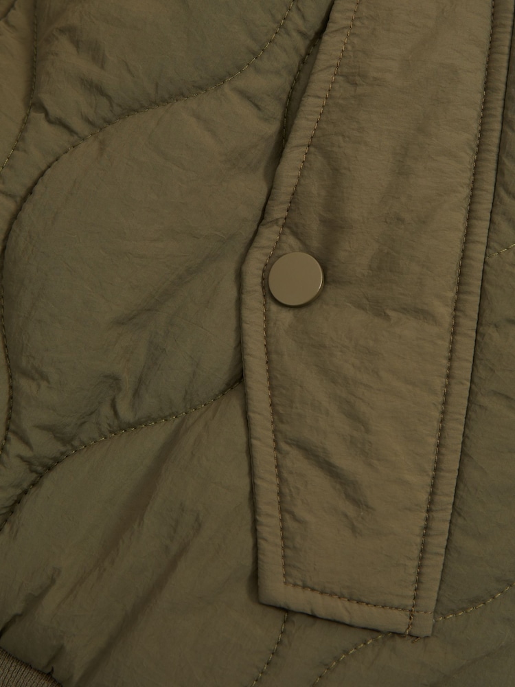 Reiss Khaki Quinn Quilted Bomber Jacket - Image 5 of 5
