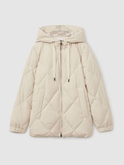 Reiss Cream Thea Quilted Puffer Coat - Image 2 of 6