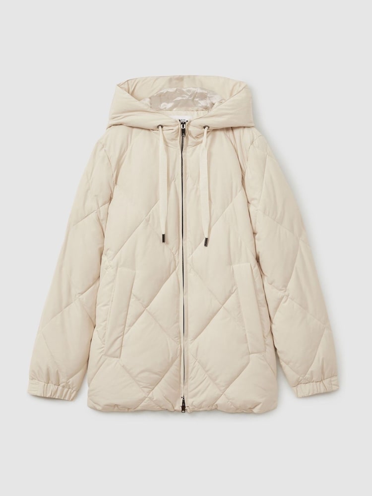 Reiss Cream Thea Quilted Puffer Coat - Image 2 of 6