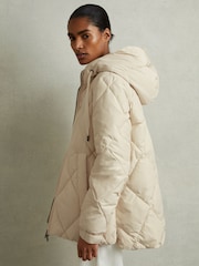 Reiss Cream Thea Quilted Puffer Coat - Image 3 of 6