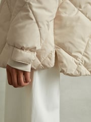 Reiss Cream Thea Quilted Puffer Coat - Image 4 of 6