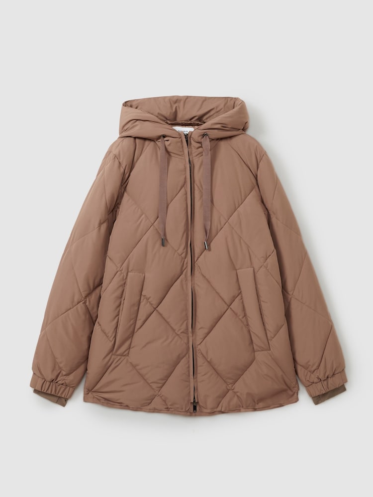 Reiss Mink Neutral Thea Quilted Puffer Coat - Image 2 of 5