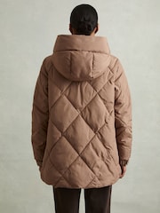 Reiss Mink Neutral Thea Quilted Puffer Coat - Image 4 of 5