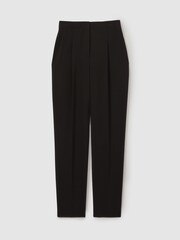 Reiss Black Dolly Petite Front Pleat Tapered Trousers - Image 2 of 7