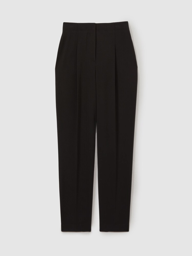 Reiss Black Dolly Petite Front Pleat Tapered Trousers - Image 2 of 7