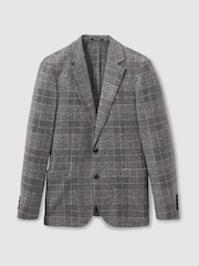Reiss Grey Feel Checked Single Breasted Blazer with Wool - Image 2 of 6