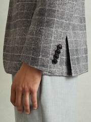 Reiss Grey Feel Checked Single Breasted Blazer with Wool - Image 4 of 6