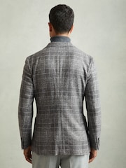 Reiss Grey Feel Checked Single Breasted Blazer with Wool - Image 5 of 6