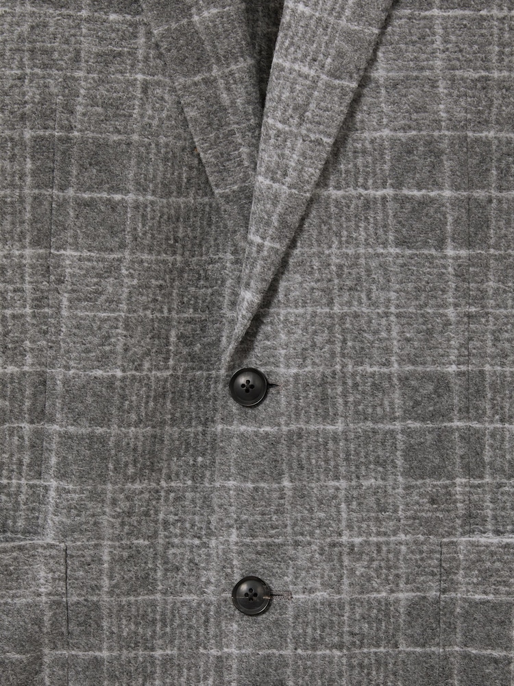 Reiss Grey Feel Checked Single Breasted Blazer with Wool - Image 6 of 6
