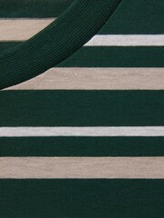 Reiss Fir Green/Silverbirch Bonne Mercerised Cotton Striped Crew Neck T-Shirt - Image 5 of 5
