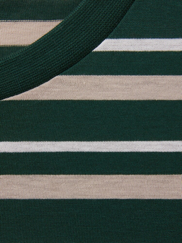 Reiss Fir Green/Silverbirch Bonne Mercerised Cotton Striped Crew Neck T-Shirt - Image 5 of 5 Reiss Fir Green/Silverbirch Bonne Mercerised Cotton Striped Crew Neck T-Shirt - Image 5 of 5