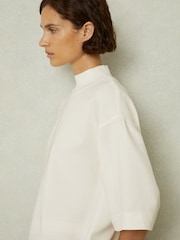 Reiss Ivory Amaya Oversized Rib-Neck T-Shirt - Image 3 of 7