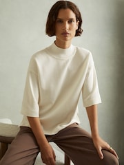 Reiss Ivory Amaya Oversized Rib-Neck T-Shirt - Image 6 of 7