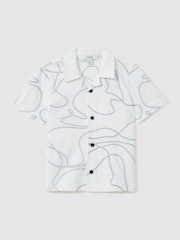 Reiss White Menton Cotton Jersey Embroidered Shirt - Image 2 of 4