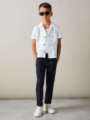 Reiss White Menton Cotton Jersey Embroidered Shirt - Image 3 of 4