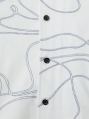 Reiss White Menton Cotton Jersey Embroidered Shirt - Image 4 of 4