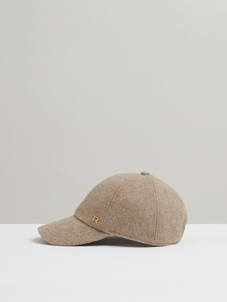 Reiss Taupe Fiona Wool Blend Flannel Baseball Cap - Image 1 of 4