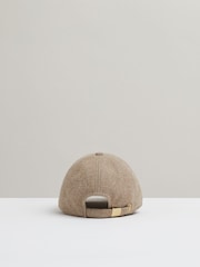 Reiss Taupe Fiona Wool Blend Flannel Baseball Cap - Image 3 of 4