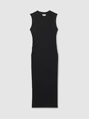 Reiss Navy Truly Ribbed Ruched Jersey Midi Dress - Image 2 of 6