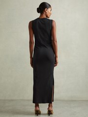 Reiss Navy Truly Ribbed Ruched Jersey Midi Dress - Image 5 of 6