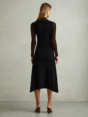 Reiss Chocolate/Black Hope Petite Colourblock Ribbed Midi Dress - Image 4 of 6