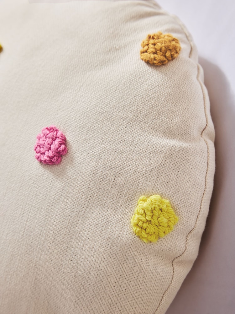 Natural Multi Coloured Tufted Spots Cushion - Image 5 of 5 Natural Multi Coloured Tufted Spots Cushion - Image 5 of 5
