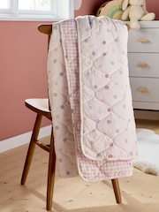 Pink Scandi Spot and Gingham Reverse Quilted Throw - Image 2 of 8