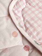 Pink Scandi Spot and Gingham Reverse Quilted Throw - Image 3 of 8