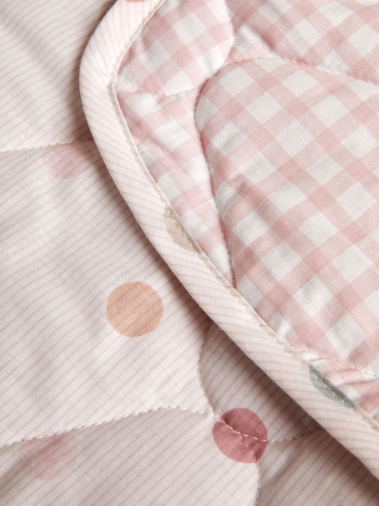 Pink Scandi Spot and Gingham Reverse Quilted Throw - Image 3 of 8