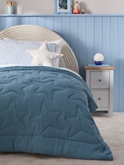 Blue Textured 100% Cotton Quilted Star Throw - Image 1 of 4