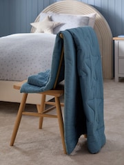 Blue Textured 100% Cotton Quilted Star Throw - Image 2 of 4