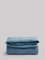 Blue Textured 100% Cotton Quilted Star Throw - Image 4 of 4