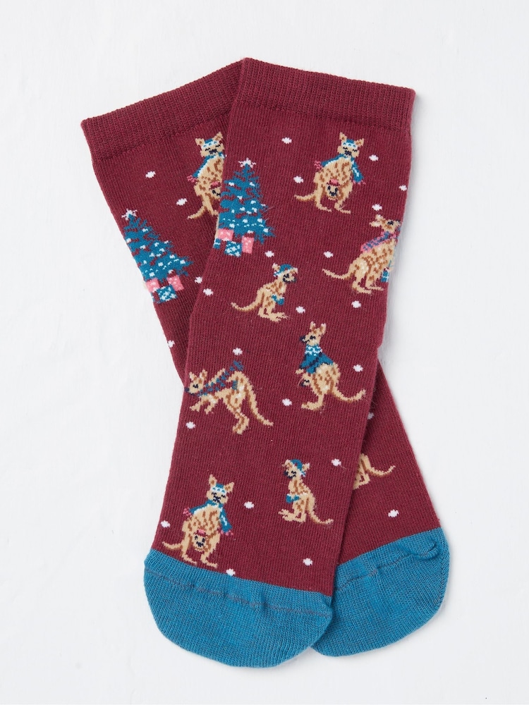 FatFace Pink Baby Kangaroo Socks 1 Pack - Image 1 of 1