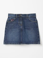 FatFace Blue Denim Embroidered Floral Skirt - Image 1 of 2