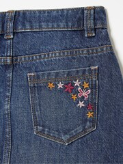 FatFace Blue Denim Embroidered Floral Skirt - Image 2 of 2