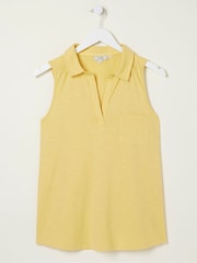 FatFace Yellow Sleeveless Polo Shirt - Image 1 of 1