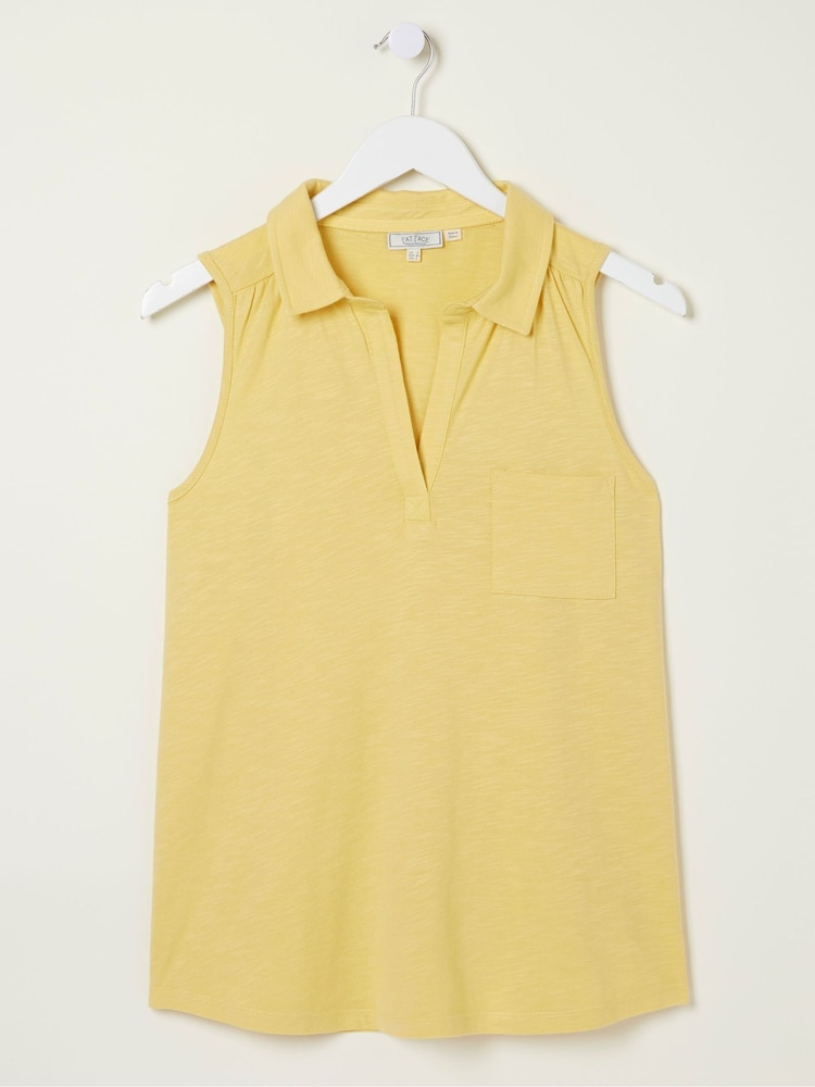 FatFace Yellow Sleeveless Polo Shirt - Image 1 of 1