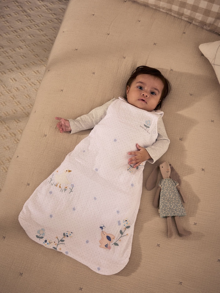 White Duck Muslin 1 Tog Baby 100% Cotton Sleep Bag - Image 1 of 15