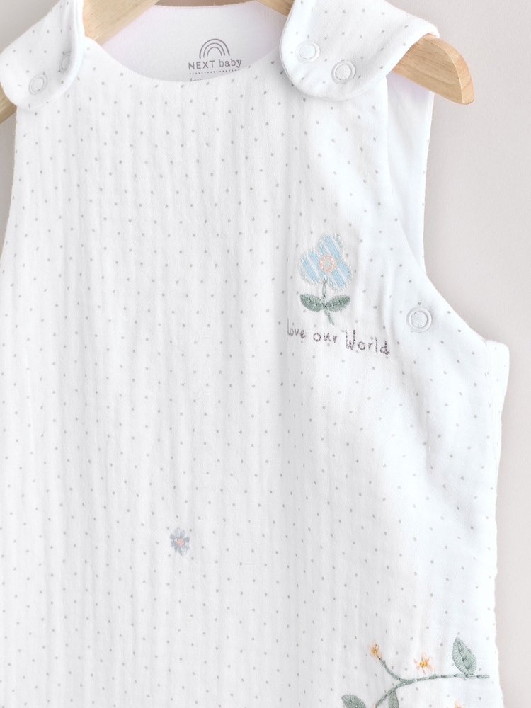 White Duck Muslin 1 Tog Baby 100% Cotton Sleep Bag - Image 5 of 10