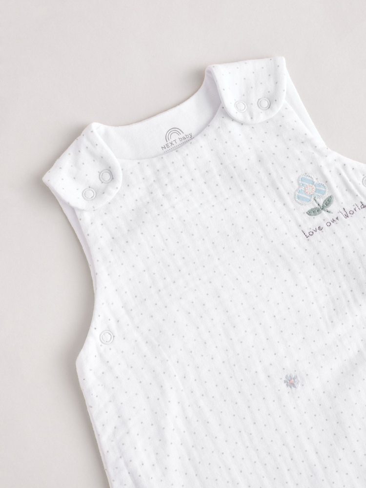 White Duck Muslin 1 Tog Baby 100% Cotton Sleep Bag - Image 6 of 10