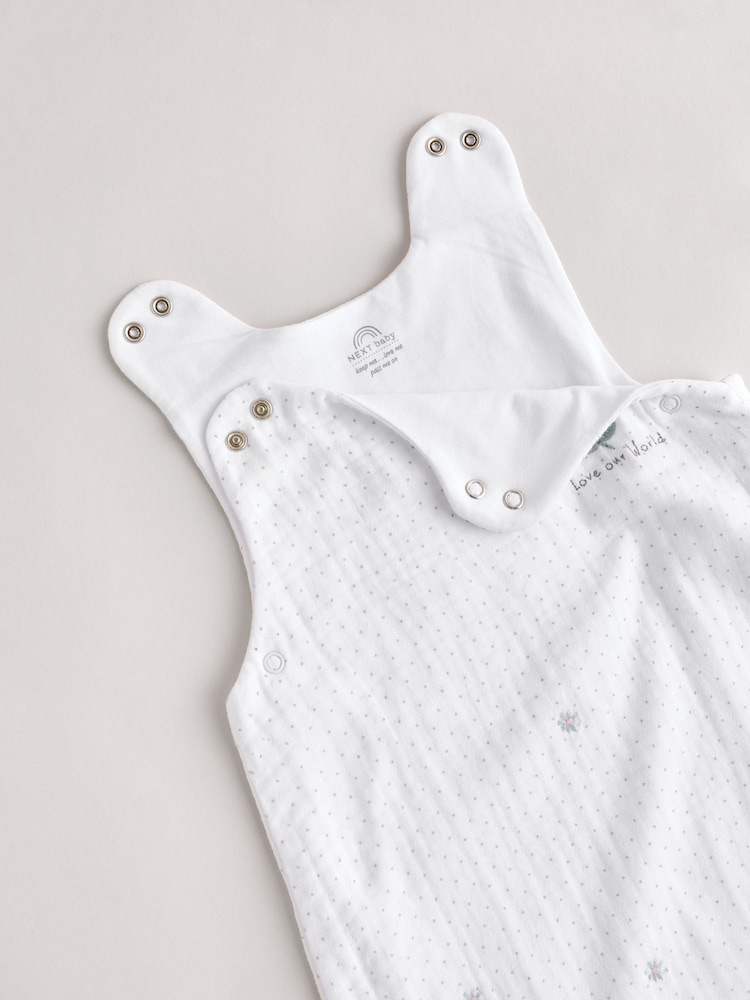 White Duck Muslin 1 Tog Baby 100% Cotton Sleep Bag - Image 7 of 10